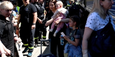 Ukrainian refugees arrive in Przemysl, southeastern Poland