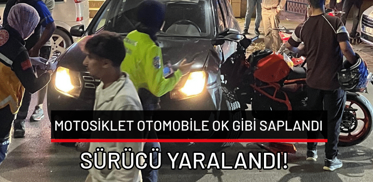 İnegöl’de motosiklet otomobile ok gibi saplandı: Sürücü yaralandı!