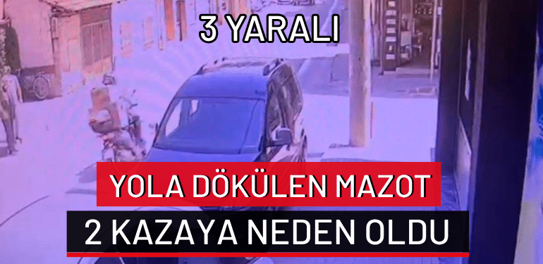 İnegöl’de yola dökülen mazot 2 kazaya neden oldu: 3 yaralı
