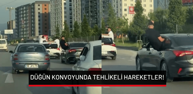 Bursa’da düğün konvoyunda tehlikeli hareketler!