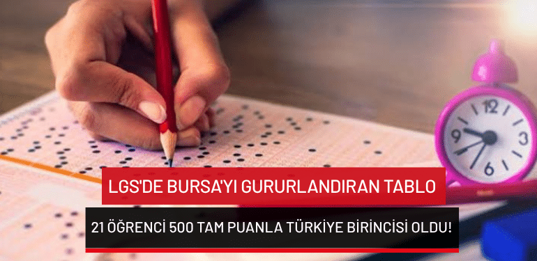 LGS’de Bursa’yı gururlandıran tablo: 21 öğrenci 500 tam puanla Türkiye birincisi oldu!