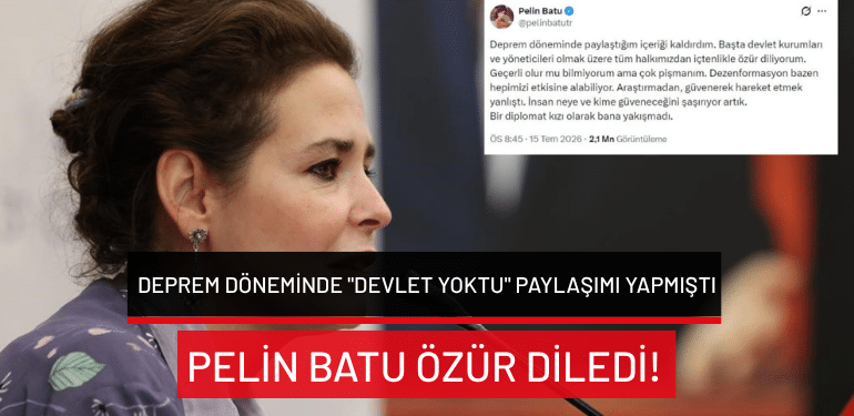 Deprem döneminde “Devlet yoktu” paylaşımı yapmıştı: Pelin Batu özür diledi!
