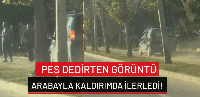 Bursa’da pes dedirten görüntü: Arabayla kaldırımda ilerledi!