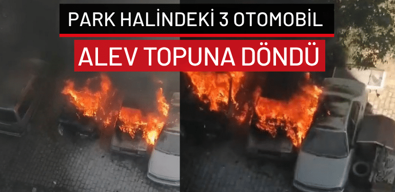 Bursa’da park halindeki 3 otomobil alev topuna döndü