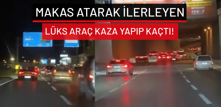 Bursa’da makas atarak ilerleyen lüks araç kaza yapıp kaçtı!