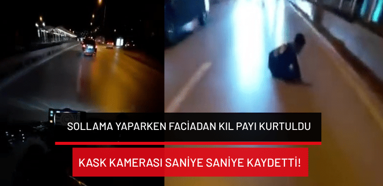 Bursa’da sollama yaparken faciadan kıl payı kurtuldu: Kask kamerası saniye saniye kaydetti!