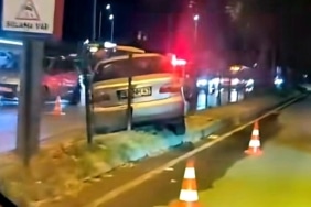 KONTROLDEN ÇIKAN OTOMOBİL ORTA REFÜJE ÇIKTI