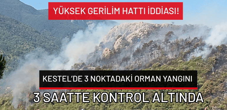 Bursa Kestel’de 3 noktada orman yangını 3 saatte kontrol altında: Yüksek gerilim hattı iddiası!