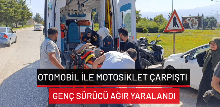 İnegöl’de otomobil ile motosiklet çarpıştı: Genç sürücü ağır yaralandı