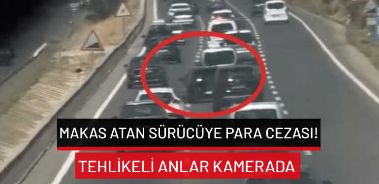 İnegöl’de makas atan sürücüye para cezası! Tehlikeli anlar kamerada