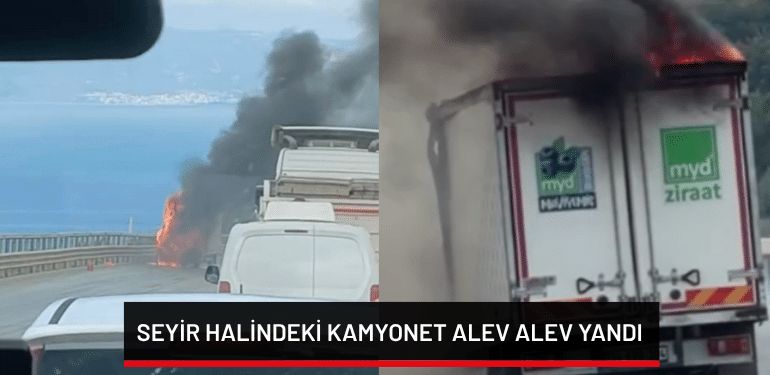 Bursa’da seyir halindeki kamyonet alev alev yandı