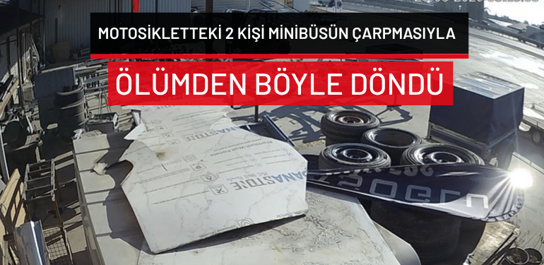 Bursa’da motosikletteki 2 kişi minibüsün çarpmasıyla ölümden böyle döndü