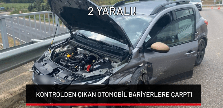 İnegöl’de kontrolden çıkan otomobil bariyerlere çarptı: 2 yaralı