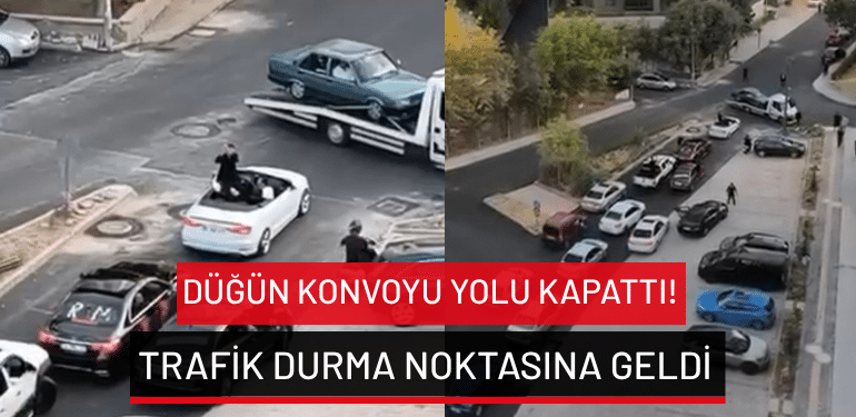 Bursa’da düğün konvoyu yolu kapattı! Trafik durma noktasına geldi