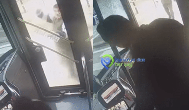 Bursa’da yaya halk otobüsünün camını kırıp küfürler savurdu!