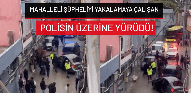 Bursa’da mahalleli şüpheliyi yakalamaya çalışan polisin üzerine yürüdü!