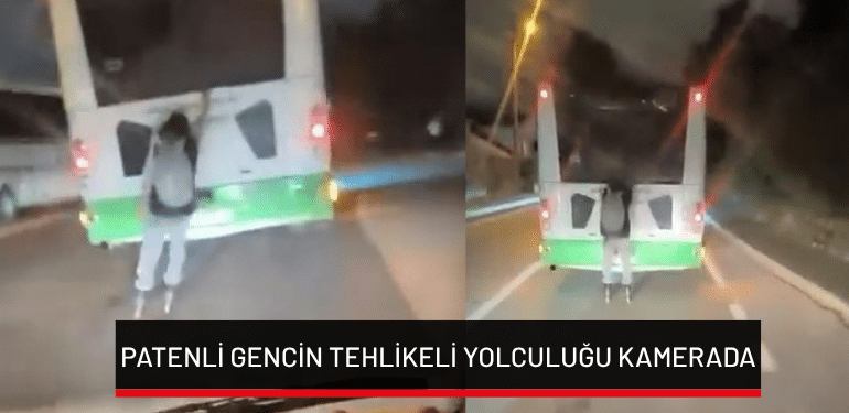 Bursa’da patenli gencin tehlikeli yolculuğu kamerada